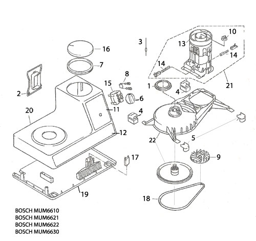 Spare Parts Mixer Bosch MUM488007